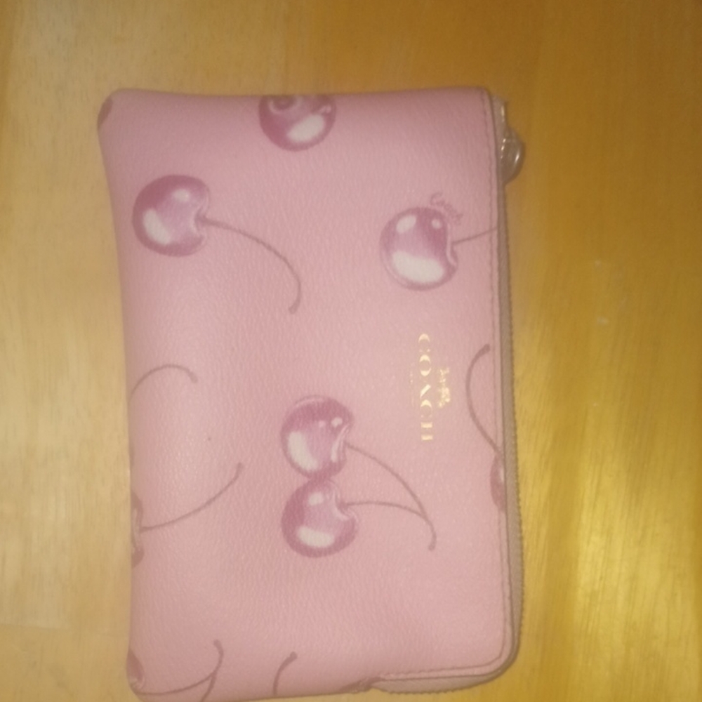 Coach Pink Wallet with Cherry Design